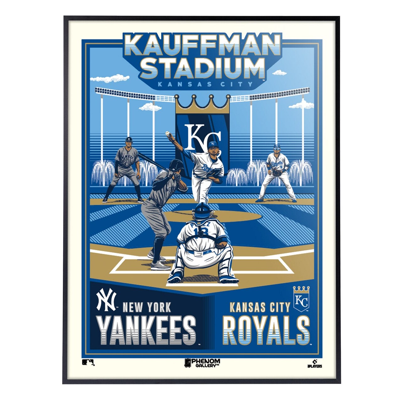 Phenom Gallery KC Royals/NY Yankees Matchup 18" x 24" Deluxe Framed Serigraph